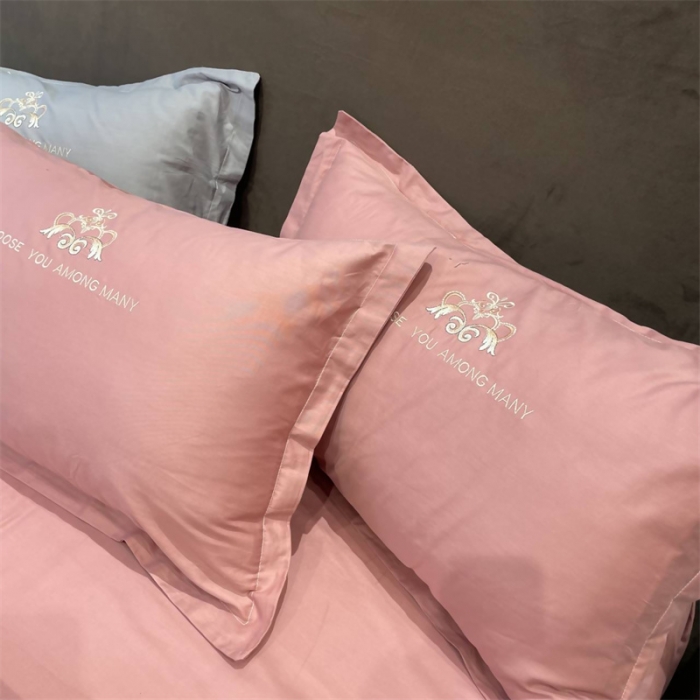 91家纺网 家纺一手货源 找家纺 慕尚 2025新款纯棉50支铂金棉刺绣四件套 铂金豆沙