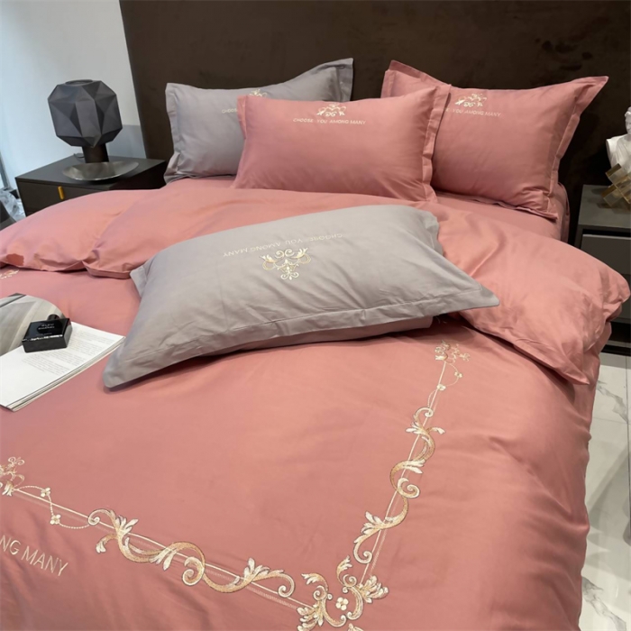 91家纺网 家纺一手货源 找家纺 慕尚 2025新款纯棉50支铂金棉刺绣四件套 铂金豆沙