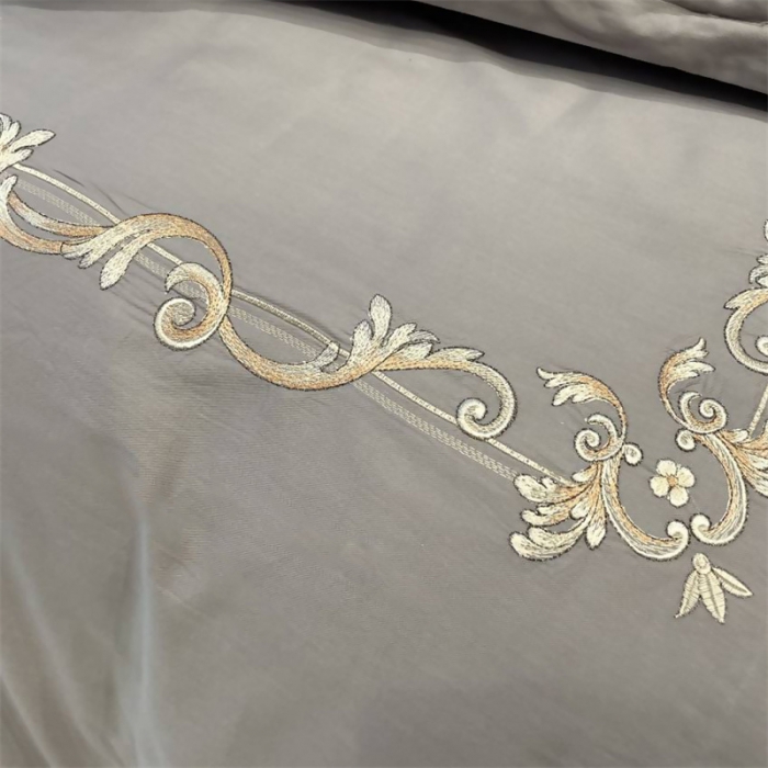 91家纺网 家纺一手货源 找家纺 慕尚 2025新款纯棉50支铂金棉刺绣四件套 铂金灰