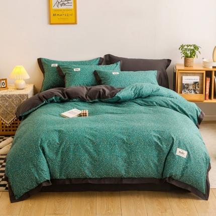 91家纺网 家纺一手货源 找家纺 （总）花言狐语2025新款全棉色布13372拼角工艺款四件套