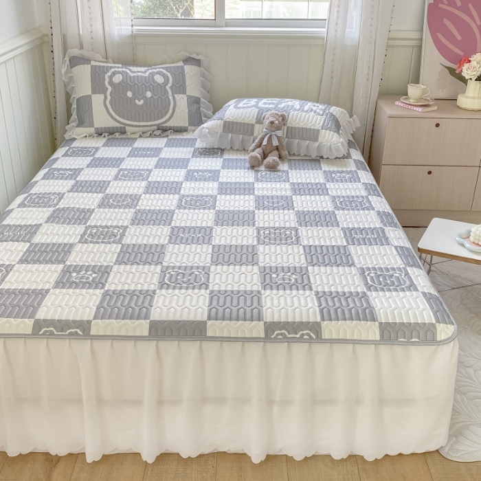 91家纺网 家纺一手货源 找家纺 顾里 2022新款ins韩系仙女温柔床裙系列席 方块小熊