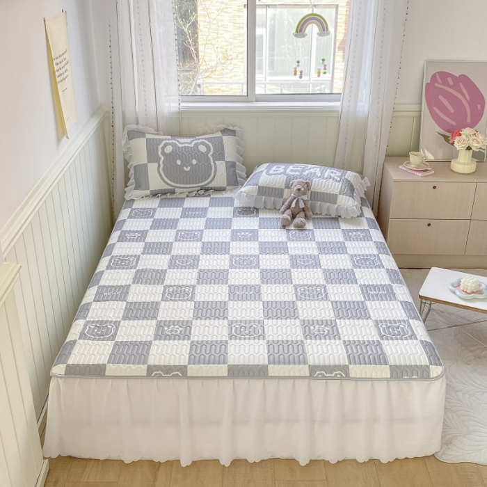 91家纺网 家纺一手货源 找家纺 顾里 2022新款ins韩系仙女温柔床裙系列席 方块小熊