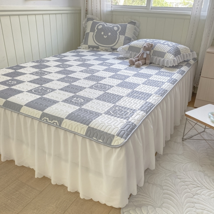 91家纺网 家纺一手货源 找家纺 顾里 2022新款ins韩系仙女温柔床裙系列席 方块小熊