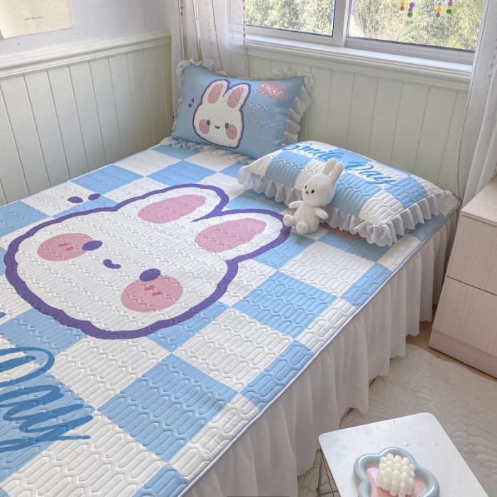 91家纺网 家纺一手货源 找家纺 顾里 2022新款ins韩系仙女温柔床裙系列席 格子小兔