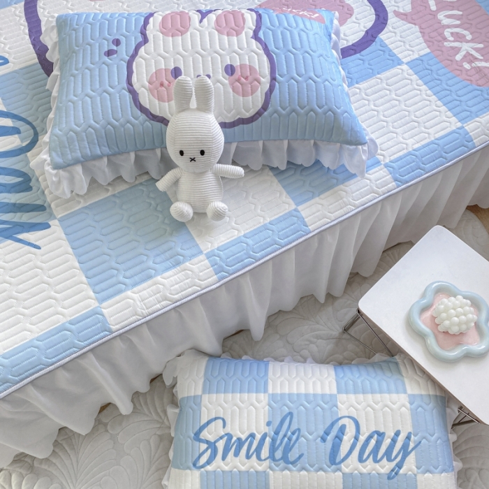 91家纺网 家纺一手货源 找家纺 顾里 2022新款ins韩系仙女温柔床裙系列席 格子小兔