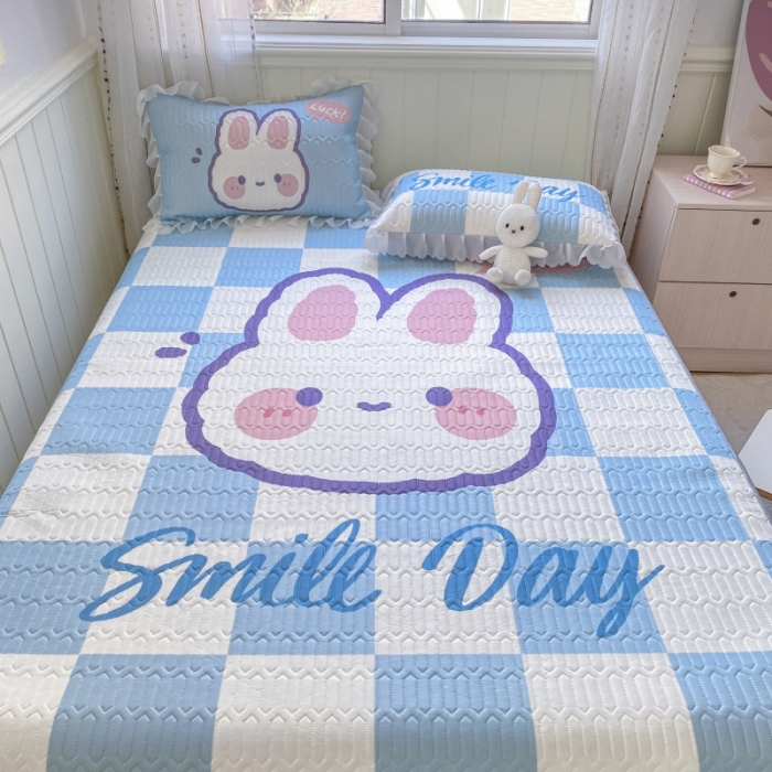 91家纺网 家纺一手货源 找家纺 顾里 2022新款ins韩系仙女温柔床裙系列席 格子小兔