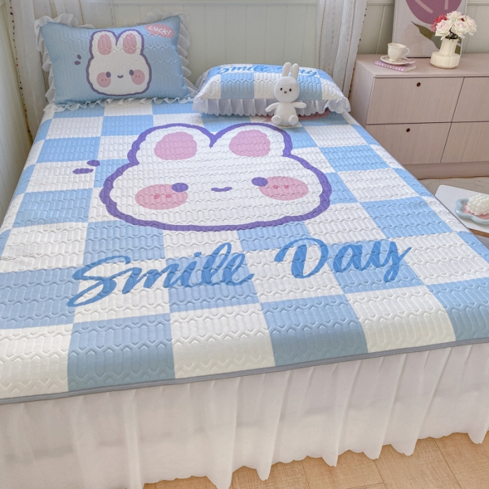 91家纺网 家纺一手货源 找家纺 顾里 2022新款ins韩系仙女温柔床裙系列席 格子小兔