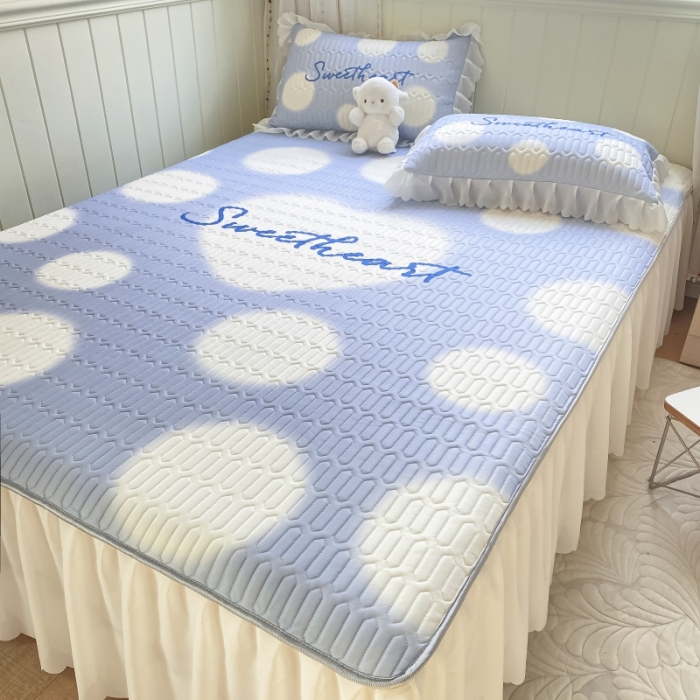 91家纺网 家纺一手货源 找家纺 顾里 2022新款ins韩系仙女温柔床裙系列席 蓝波点爱心