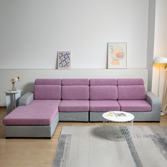 91家纺网 家纺一手货源 找家纺 2022新款提花-小树叶款沙发坐垫套系列 紫色