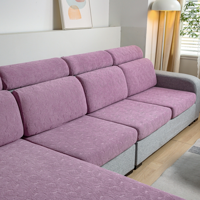 91家纺网 家纺一手货源 找家纺 2022新款提花-小树叶款沙发坐垫套系列 紫色