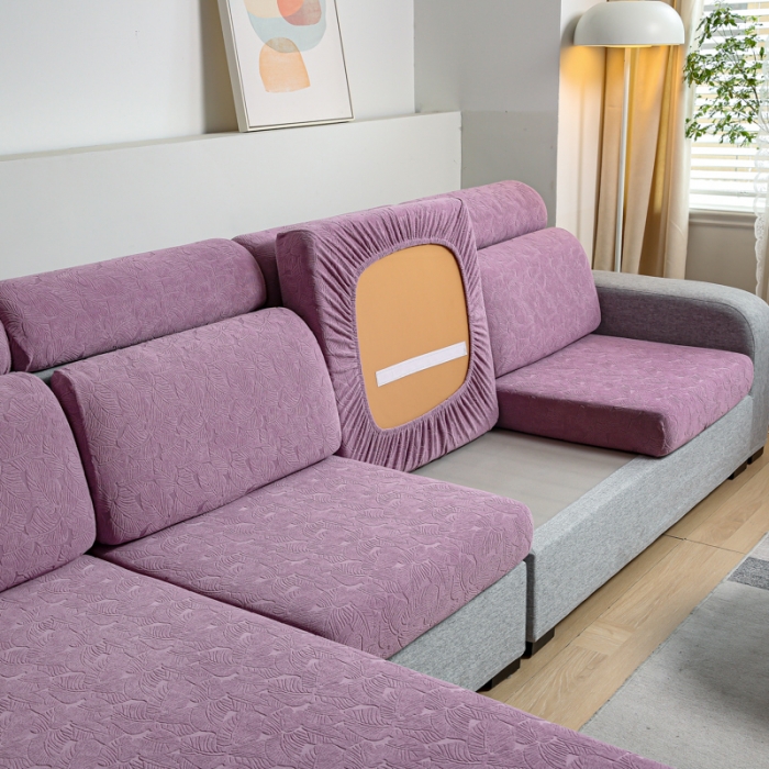 91家纺网 家纺一手货源 找家纺 2022新款提花-小树叶款沙发坐垫套系列 紫色