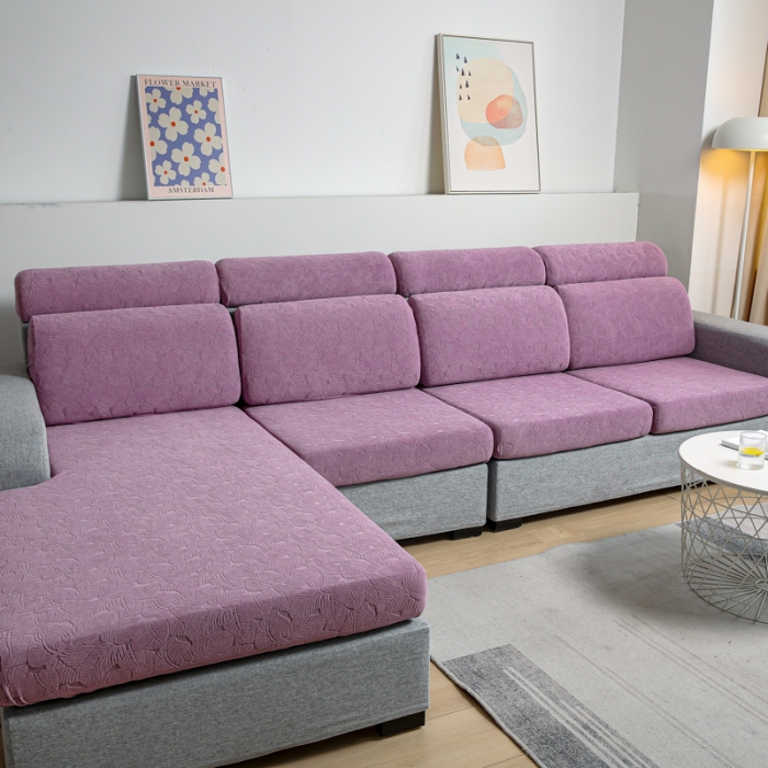 91家纺网 家纺一手货源 找家纺 2022新款提花-小树叶款沙发坐垫套系列 紫色