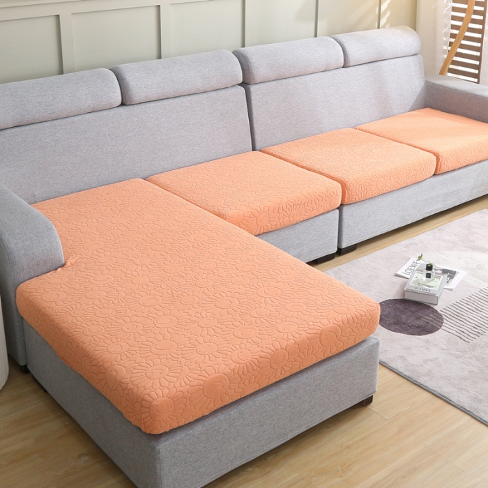 91家纺网 家纺一手货源 找家纺 千彤沙发垫 2022新款提花太阳花系列沙发套 橙色