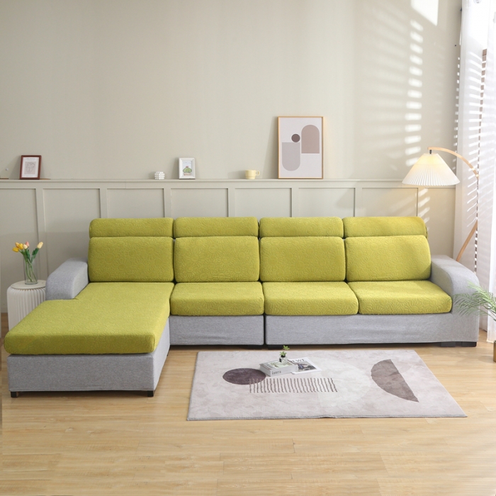 91家纺网 家纺一手货源 找家纺 千彤沙发垫 2022新款提花太阳花系列沙发套 亮绿