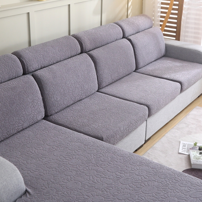 91家纺网 家纺一手货源 找家纺 千彤沙发垫 2022新款提花太阳花系列沙发套 浅灰