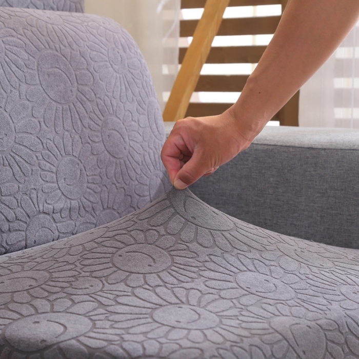 91家纺网 家纺一手货源 找家纺 千彤沙发垫 2022新款提花太阳花系列沙发套 浅灰