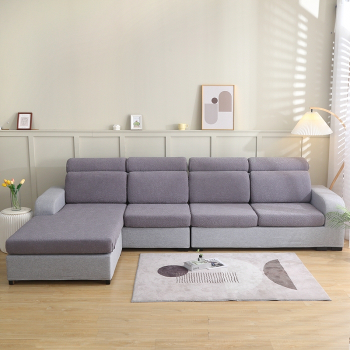 91家纺网 家纺一手货源 找家纺 千彤沙发垫 2022新款提花太阳花系列沙发套 浅灰