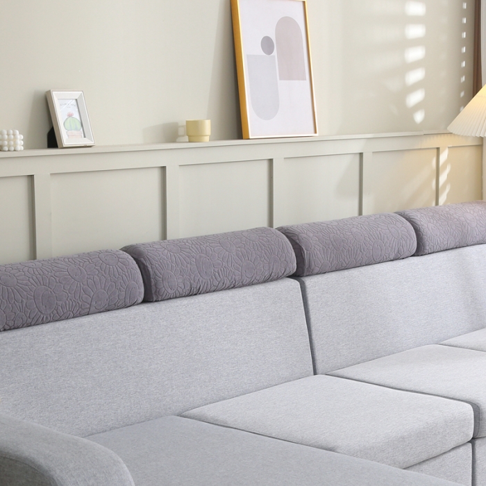 91家纺网 家纺一手货源 找家纺 千彤沙发垫 2022新款提花太阳花系列沙发套 浅灰