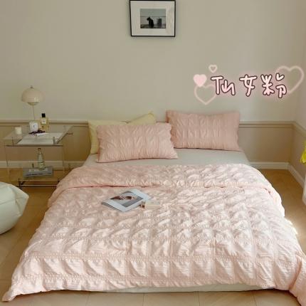 91家纺网 家纺一手货源 找家纺 顾里 2022新款ins韩系仙女泡泡纱夏被子被芯 仙女粉