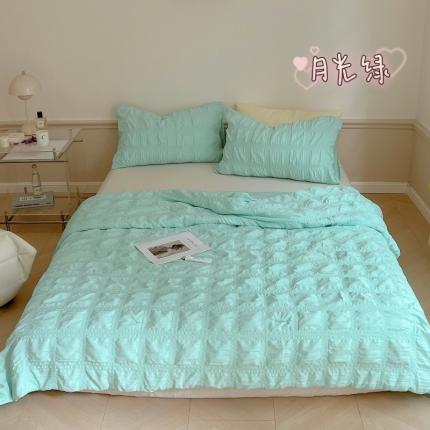 91家纺网 家纺一手货源 找家纺 顾里 2022新款ins韩系仙女泡泡纱夏被子被芯 月光绿