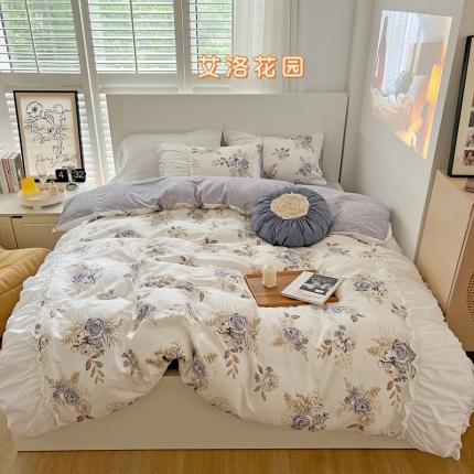 91家纺网 家纺一手货源 找家纺 顾里 2023新款法式甜美褶边全棉四件套-复古碎花系第一批 艾洛花园