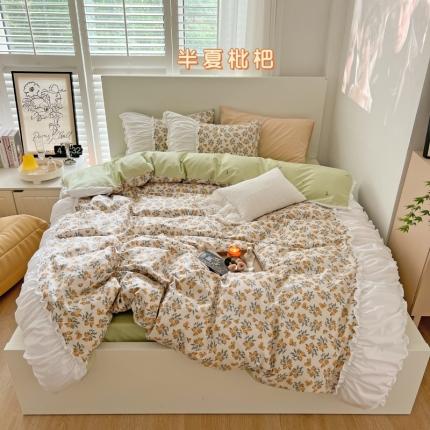 91家纺网 家纺一手货源 找家纺 顾里 2023新款法式甜美褶边全棉四件套-复古碎花系第一批 半夏枇杷