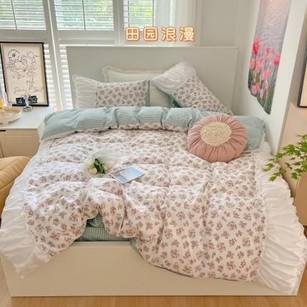 91家纺网 家纺一手货源 找家纺 顾里 2023新款法式甜美褶边全棉四件套-复古碎花系第一批 田园浪漫