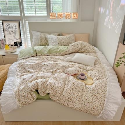 91家纺网 家纺一手货源 找家纺 顾里 2023新款法式甜美褶边全棉四件套-复古碎花系第一批 温莎花园