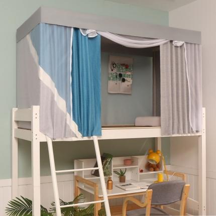 91家纺网 家纺一手货源 找家纺 飞轮海 学生宿舍遮光防蚊一体蚊帐XL-21（铁艺烤漆支架） 灰色+黛蓝