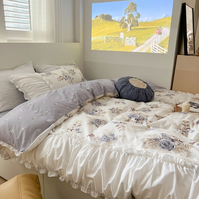 91家纺网 家纺一手货源 找家纺 顾里 2023新款法式甜美褶边全棉四件套-复古碎花系第一批 艾洛花园