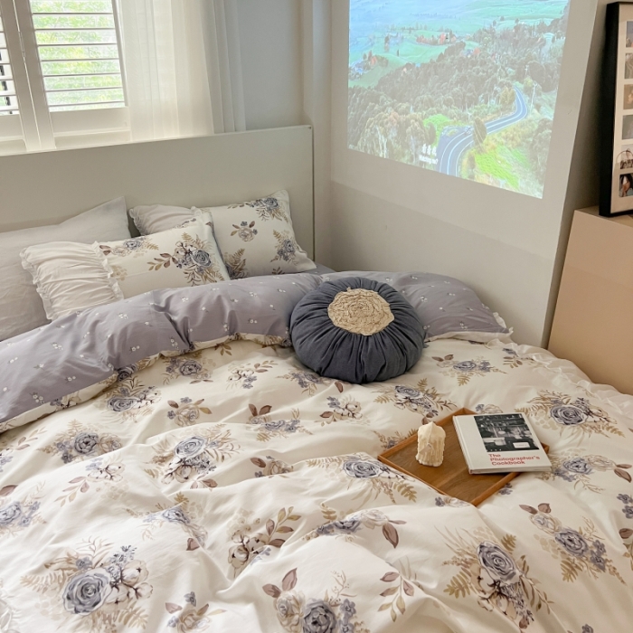 91家纺网 家纺一手货源 找家纺 顾里 2023新款法式甜美褶边全棉四件套-复古碎花系第一批 艾洛花园