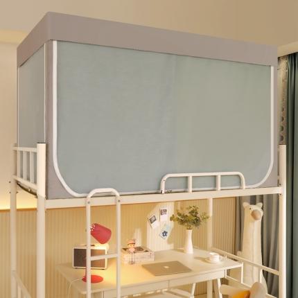 91家纺网 家纺一手货源 找家纺 飞轮海学生蚊帐撞色拉链款遮光一体帘XZ-19（铁艺烤漆支架） 灰配草绿