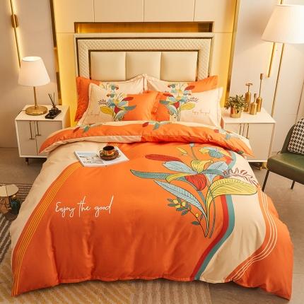 91家纺网 家纺一手货源 找家纺 2023直播爆款140新款高端印花四季棉四件套 芭蕉树