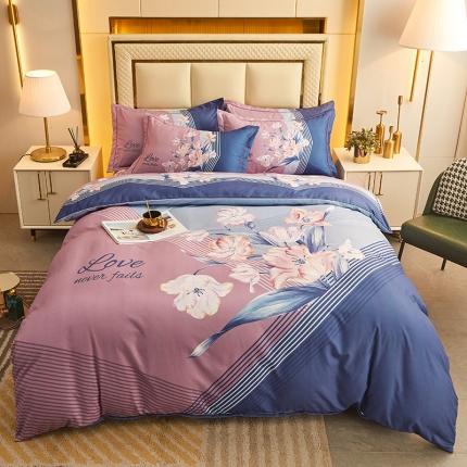 91家纺网 家纺一手货源 找家纺 富之航 2023新款高端印花四季棉四件套 芙蓉