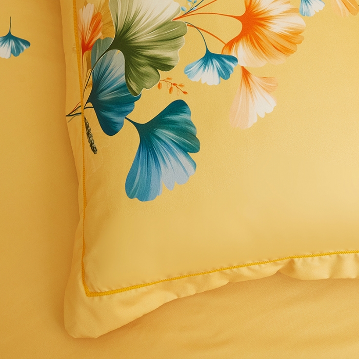 91家纺网 家纺一手货源 找家纺 2023直播爆款140新款高端数码印花四季棉四件套多彩银杏