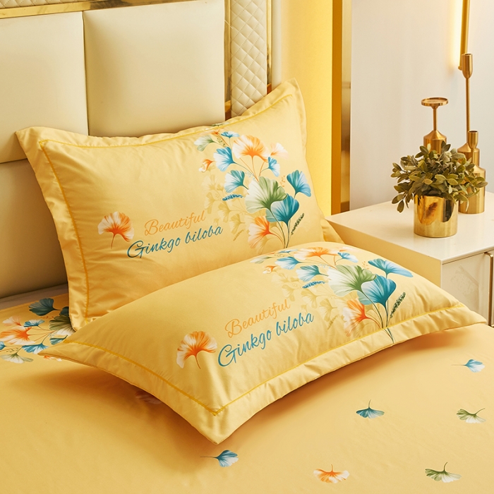 91家纺网 家纺一手货源 找家纺 2023直播爆款140新款高端数码印花四季棉四件套多彩银杏