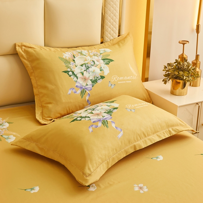 91家纺网 家纺一手货源 找家纺 富之航 2023新款高端印花四季棉四件套 幸福花开