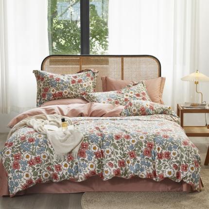 91家纺网 家纺一手货源 找家纺 总 由丽 2025新款全棉铂金棉精梳臻棉印花四件套被套放缩水