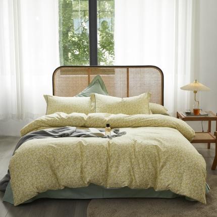 91家纺网 家纺一手货源 找家纺 由丽2025新款全棉铂金棉精梳臻棉印花四件套被套放缩水见春黄