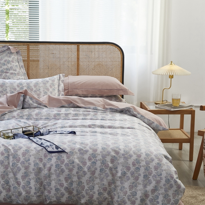 91家纺网 家纺一手货源 找家纺 由丽 2025新款全棉铂金棉精梳臻棉印花四件套被套放缩水飘纱