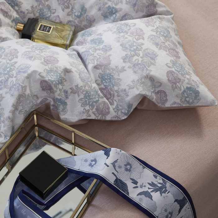 91家纺网 家纺一手货源 找家纺 由丽 2025新款全棉铂金棉精梳臻棉印花四件套被套放缩水飘纱