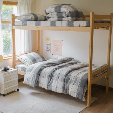 91家纺网 家纺一手货源 找家纺 寐眠 2022新款色织水洗棉学生三件套套件 摩卡咖格