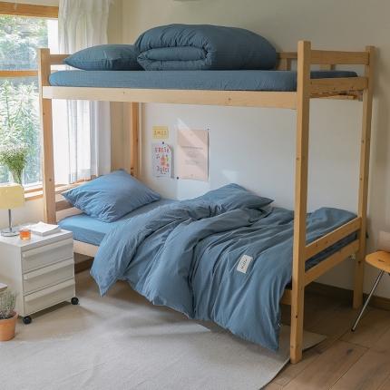 91家纺网 家纺一手货源 找家纺 寐眠 2022新款色织水洗棉学生三件套套件 雾蓝格