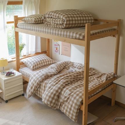 寐眠 2022新款色织水洗棉学生三件套套件 米中格