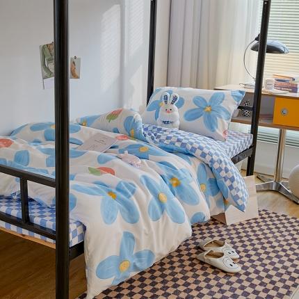 91家纺网 家纺一手货源 找家纺 （总）世爵 2022新款亲肤棉学生宿舍上下铺三件套开学季