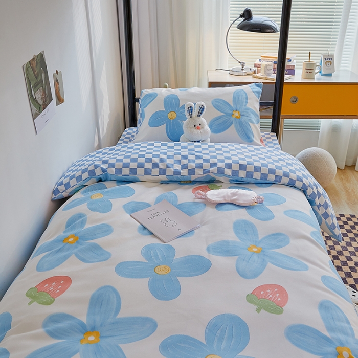 91家纺网 家纺一手货源 找家纺 （总）世爵 2022新款亲肤棉学生宿舍上下铺三件套开学季