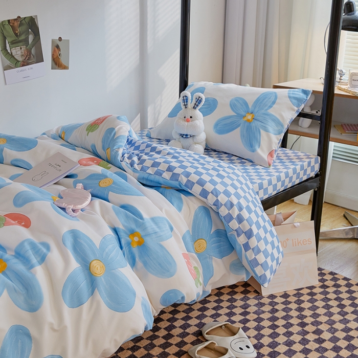 91家纺网 家纺一手货源 找家纺 （总）世爵 2022新款亲肤棉学生宿舍上下铺三件套开学季