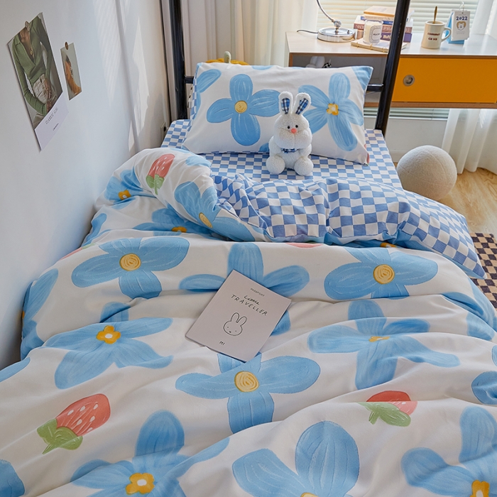 91家纺网 家纺一手货源 找家纺 （总）世爵 2022新款亲肤棉学生宿舍上下铺三件套开学季