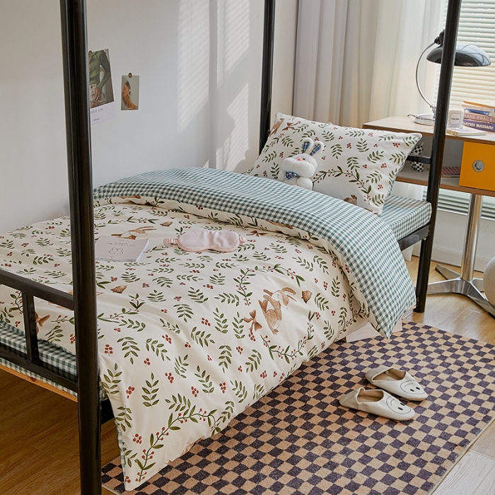 91家纺网 家纺一手货源 找家纺 世爵 2022新款亲肤棉学生宿舍上下铺三件套开学季 米菲兔