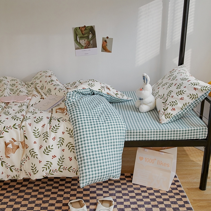 91家纺网 家纺一手货源 找家纺 世爵 2022新款亲肤棉学生宿舍上下铺三件套开学季 米菲兔